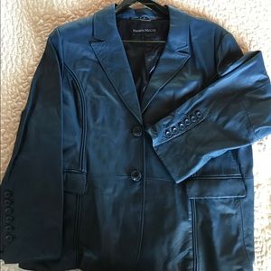 Blue leather jacket